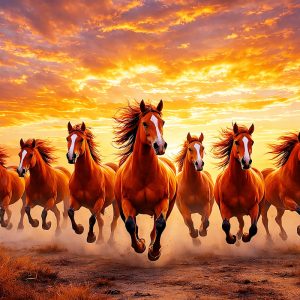 7 Running Horses Painting
